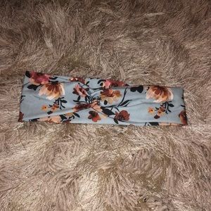 Blue with flowers twist headband